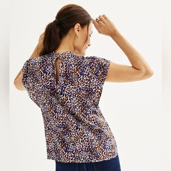 NWT Nine West Mockneck Cascade Sleeve Popover Top Size XS - Picture 2 of 7